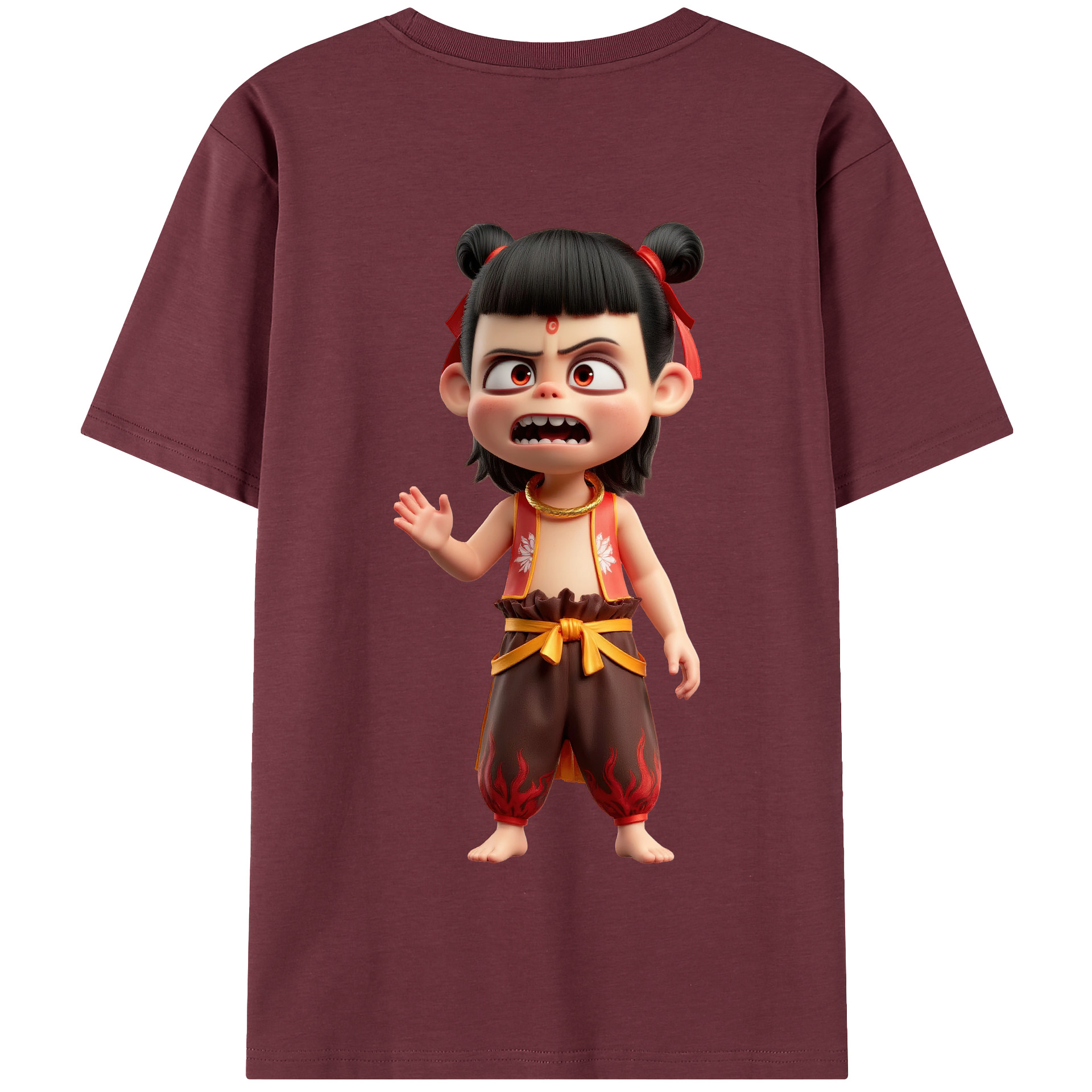 （画像用） Ne Zha 2 ナタ 魔童の大暴れ 綿100％半袖Tシャツ（背面プリント）